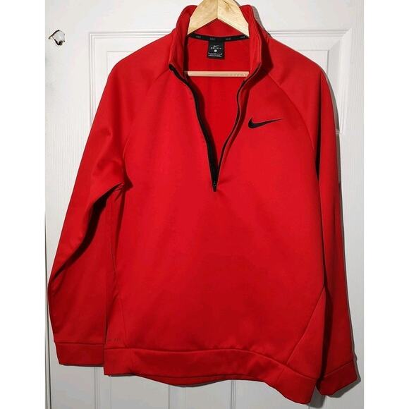 Nike Other - Men's Nike Dri-fit Red Fleece Lined 1/4 zip Pullover Sweatshirt - Large